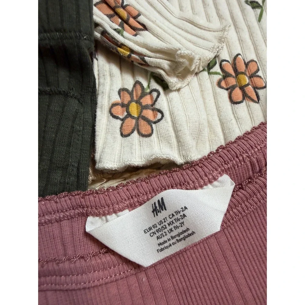 HM Zara Toddler Girls 2T Ribbed Clothing Lot Floral Jumpsuit neutral Cottagecore